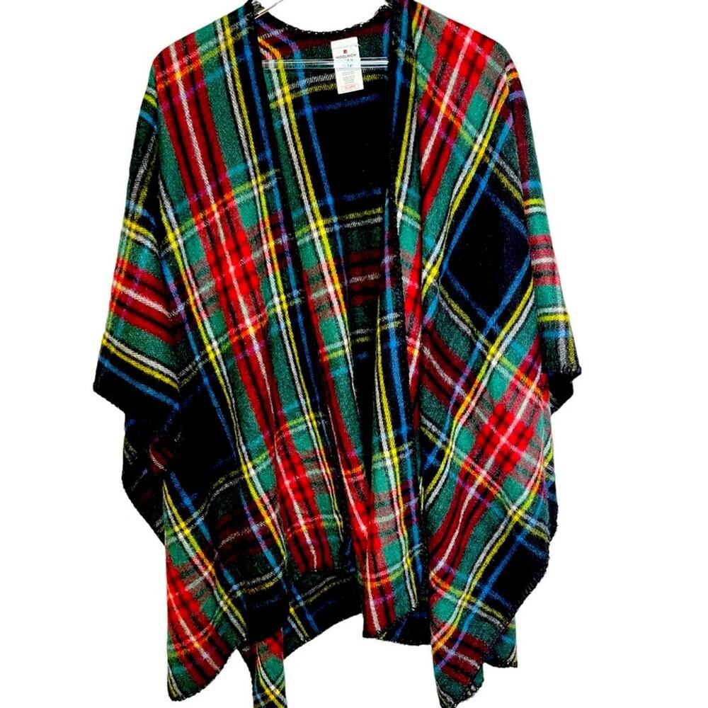 Woolrich Poncho Plaid Super Soft One Size Stitched Edge